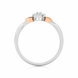 1ct Engagement Ring Round Diamond Halo Heart Shape Accents 14k White Gold Finish