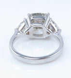 5Ct Cushion Cut Diamond Engagement Ring 18K White Gold Finish Trillion Accents