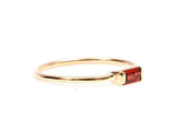 0.4ct Baguette Cut Red Garnet Minimalist Engagement Ring 14k Rose Gold Finish