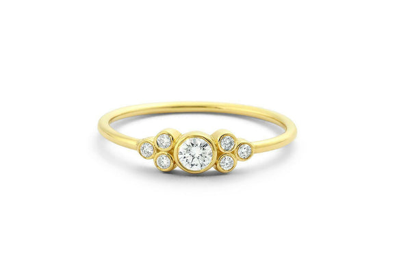 Petite Minimalist Engagement Ring 1.2ct Round Cut Diamond 14k Yellow Gold Finish