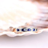 1ct Princess Cut Blue Sapphire Eternity Wedding Band Ring 14k Rose Gold Finish