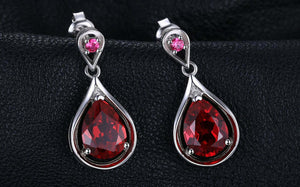 2.3ct Drop Earrings Pear Cut Pink Ruby Water Drop 14k White Gold Finish