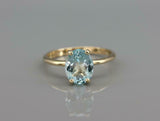 1.5ct Oval Cut Blue Aquamarine Engagement Ring Solitaire 14k Yellow Gold Finish