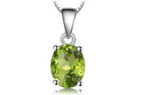 2.3ct Green Peridot Pendant Oval Cut Solitaire Women 14k WhiteGold Over NO CHAIN