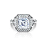 Vintage Milgrain Halo Engagement Ring 2ct Asscher Cut Diamond 14k WhiteGold Over