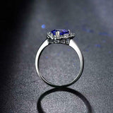 2.4ct Engagement Ring Heart Cut Blue Sapphire Split Halo 14k White Gold Finish