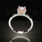 1Ct Oval Cut Peach Morganite Solitaire Engagement Ring Women 18K White Gold Over