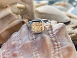 1.5ct Asscher Cut Yellow Sapphire Bezel Set Solitaire Ring 14k White Gold Finish