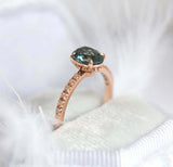 1.3ct Oval London Blue Topaz Engagement Ring 14k Rose Gold Finish Diamond Accent