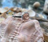 1ct Engagement Ring Asscher Cut Peach Morganite Bridal Set 14k White Gold Finish