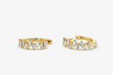 1.2ct Baguette Cut Diamond Latch Back Huggies Earrings 14k Yellow Gold Finish