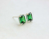 1.2ct Stud Earrings Radiant Cut Emerald Solitaire Design 14k White Gold Finish