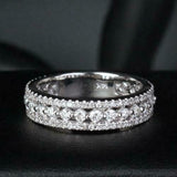 3Ct Round Cut Diamond Three Row Petite Eternity Wedding Band 14K White Gold Over