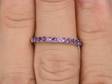 1.6ct Round Cut Purple Amethyst Wedding Band Half Eternity 14k White Gold Finish