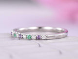 1.2ct Round Cut Purple Amethyst Emerald Half Eternity Band 14k White Gold Finish