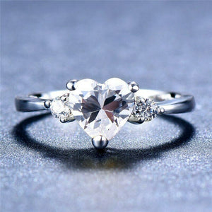 1ct Heart Cut Diamond Engagement Ring 14k White Gold Finish Trilogy Solitaire