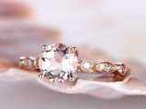 2ct Round Cut Morganite Solitaire with Round Accents Ring 14k Rose Gold Finish