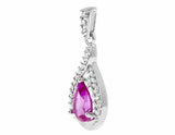 0.15ct Pear Cut Pink Sapphire Pendant Teardrop 14k White Gold Finish NO CHAIN