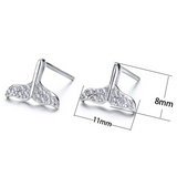 1.3ct Round Cut Diamond Mermaid Tail Wedding Stud Earrings 14k White Gold Finish