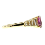 2ct Oval Cut Pink Sapphire Engagement Ring Baguette Accent 14k YellowGold Finish