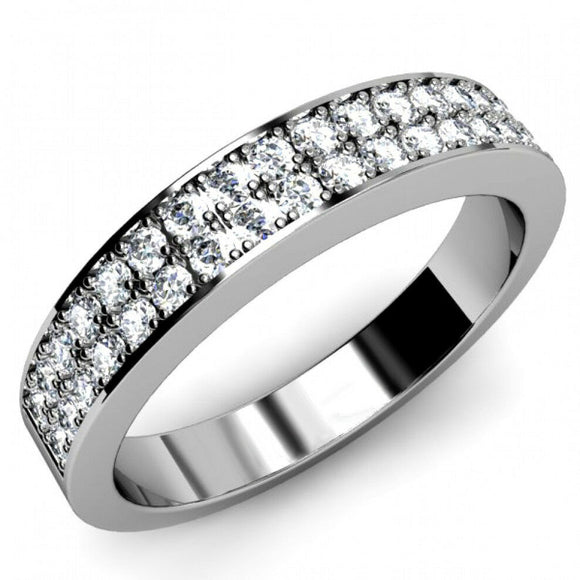 1.5ct Round Diamond Half Eternity Anniversary Wedding Ring 14k White Gold Over