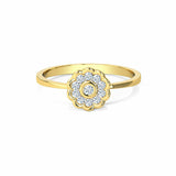 1ct Engagement Ring Round Diamond Cluster Floral Solitaire 14k Yellow Gold Over