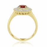 3ct Round Cut Pink Ruby Engagement Ring Dual Halo Ballerina 14k Yellow Gold Over