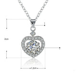 1.6ct Round Cut VVS1 Diamond Pendant with Chain Heart Shape 14k WhiteGold Finish