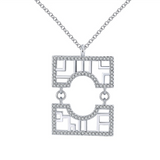 1ct Round Cut Diamond Pendant Chain Hollowed Wall Pattern 14k White Gold Finish