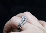 4ct Oval Cut Diamond Bridal Set Bamboo Style Engagement Ring 14k White Gold Over