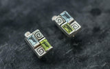 2ct Stud Earrings Emerald Cut Aquamarine Vintage Inspired 14k White Gold Finish