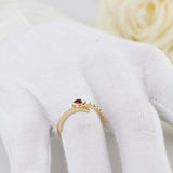 1ct Heart Cut Pink Ruby Engagement Ring Bypass Solitaire 14k Yellow Gold Finish