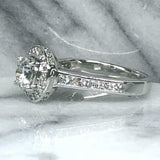 1.4ct Round Diamond Engagement Ring Classic Halo Solitaire 14k White Gold Finish