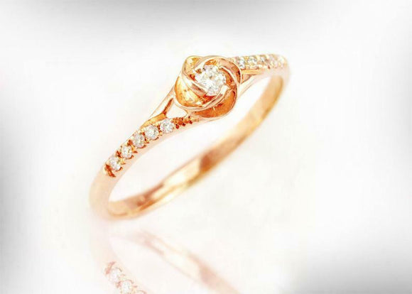 Floral Solitaire with Accents Ring 1.5ct Round Cut Diamond 14k Rose Gold Finish