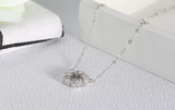 1.8ct Round Diamond Pendant Chain Heart Shape Open Design 14k White Gold Finish