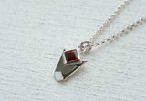 0.7ct Princess Cut Red Garnet Robot Face Pendant with Chain 14k WhiteGold Finish