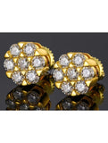 2.2ct Round Cut Moissanite Iced Cluster Stud Earrings 14k Yellow Gold Plated