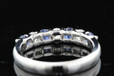 3ct Round Blue Sapphire Diamond Half Eternity Wedding Band 14k White Gold Finish