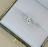 2ct Asscher Cut Diamond Vintage Solitaire with Accents Ring 14k WhiteGold Finish