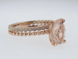 2Ct Oval Cut Peach Morganite Bridal Set Engagement Ring Band 18K Rose Gold Over