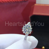 1ct Round Cut Moissanite Heart Prong Solitaire Accent Ring 14k White Gold Plated