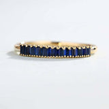 2ct Baguette Cut Blue Sapphire Milgrain Half Eternity Band 14k Yellow Gold Over