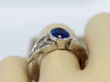 2ct Oval Blue Sapphire Engagement Ring Celtic Trinity Knot 14k White Gold Finish