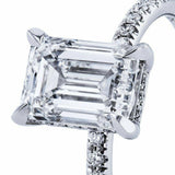 1.6ct Emerald Cut VVS1 Diamond Engagement Ring Hidden Halo 14k White Gold Finish