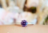 1ct Round Cut Purple Amethyst Engagement Ring 14k White Gold Finish Minimalist