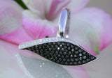 5Ct Round Cut Black Diamond Leaf Cocktail Engagement Ring 14K White Gold Finish