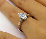 2Ct Marquise Baguette Accent Diamond Trilogy Engagement Ring 14K White Gold Over