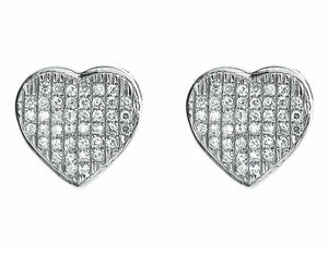 0.35ct Round Cut VVS1D Diamond Heart Shaped Stud Earrings 14k White Gold Finish