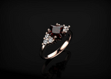 2ct Princess Cut Red Garnet Engagement Ring 14k Rose Gold Finish Unique Design