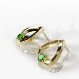 1Ct Round Cut Green Peridot Water Tear Drop Earrings Women 14K Yellow Gold Over